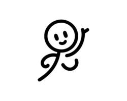 A black and white drawing of a man with a hand up vector