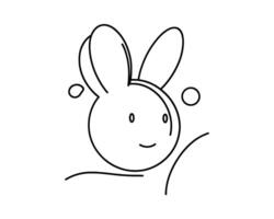 A line drawing of a bunny with a bubble vector