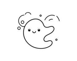 A ghost is drawn in a line style on a white background vector