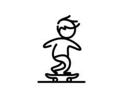 A black and white line drawing of a man on a skateboard vector