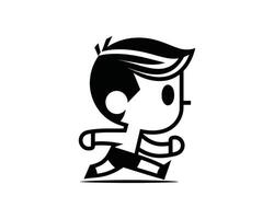 A cartoon boy running with a black background vector