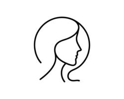 A woman's profile line icon on a white background vector