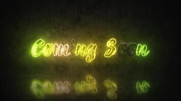 Neon Style 'Coming Soon' Text Animation. Realistic Glowing Neon Motion Effect video