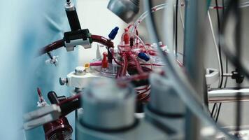 Innovative medical technologies ensuring life support and successful heart surgeries. Blood circulation machine video