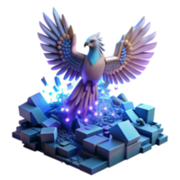 extraordinary abstract Rising Phoenix 3D Render of Mythical Creature original png
