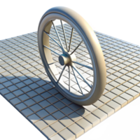 Wheel Rolling on Grid Surface 3D Rendering png