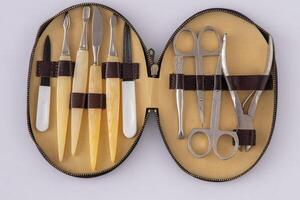 Manicure set. Various tools tweezers photo