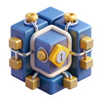 stunning minimalist 3D Abstract Cube Interconnected Security System authentic png
