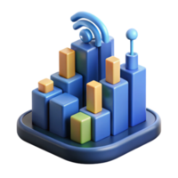 beautiful artistic Wireless Network Data Growth Visualizing Trends with 3D Charts genuine png