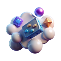 elegant rustic Abstract 3D Render Colorful Shapes and Controller premium png