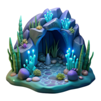 dramatic minimalist Enchanted Grotto 3D Render of Bioluminescent Cave exclusive png