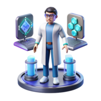 vibrant contemporary Scientist Studying Advanced Technology Computing authentic png