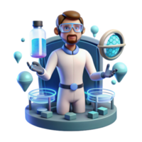 serene rustic Scientist Exploring Lab Experiments 3D Animation authentic png