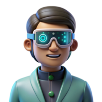 magnificent abstract Future Scientist 3D Render of Person in Smart Glasses authentic png