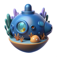 beautiful rustic Ocean Submarine 3D Render Underwater Exploration high resolution png
