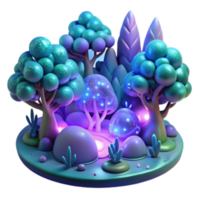 vibrant rustic Enchanted Glowing Forest 3D Render of Fantasy Landscape professional png