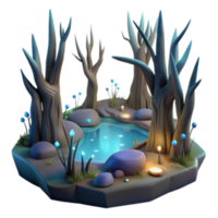 beautiful contemporary Enchanted Forest Pool 3D Render of Mystical Scene professional png