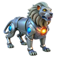 wonderful minimalist Robotic Lion Cybernetic Feline with Energy Core authentic png