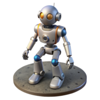 beautiful traditional 3D Model Retro Robot in a Crouching Pose high quality png