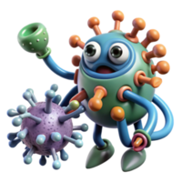 dramatic abstract Cartoon Virus 3D Model of Infectious Agent high resolution png