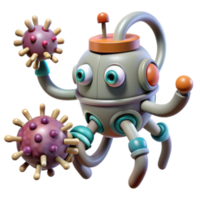 dramatic creative Robot Battles Viruses 3D Render of Robotic Combat Against Infectious Agents professional png