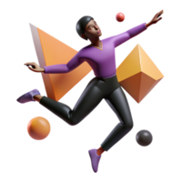 impressive classic 3D Render Abstract Figure in Dynamic Pose with Geometric Shapes 4K png