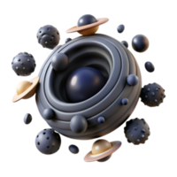 beautiful minimalist Abstract Cosmic Sphere 3D Render of Orbits and Planets professional png