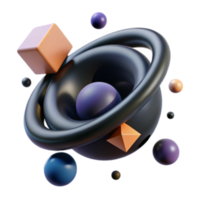 vibrant modern Abstract 3D Render Sphere, Cube, and Geometric Forms high resolution png