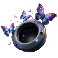 dramatic minimalist Glowing Orb with Butterflies and Flowers high resolution png
