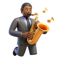 serene rustic Saxophonist in Suit Playing Saxophone authentic png