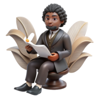 elegant rustic Scholar Reading Documents, 3D Render original png