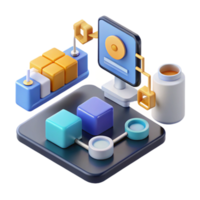 magnificent vintage Modular System Design Workflow Optimization with 3D Blocks high quality png