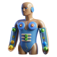vibrant vintage 3D Render Abstract Humanoid with Colorful Biometric Sensors professional png