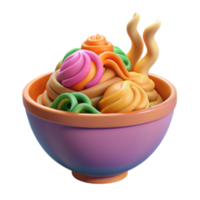 vibrant abstract Colorful Noodles in a Bowl A 3D Render original png