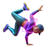 wonderful abstract Neon Breakdancer Dynamic 3D Dance Pose original png