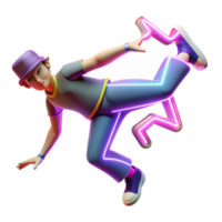serene artistic Neon Dance Pose 3D Animation of Dynamic Movement authentic png