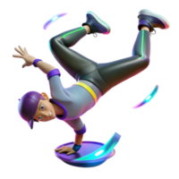 extraordinary rustic Dynamic 3D Breakdancer, Energetic Pose, Neon Effects 4K png