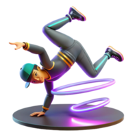 beautiful creative Dynamic 3D Breakdancer with Neon Lights 4K png