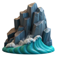 magnificent rustic Stylized 3D Model Ocean Waves Crashing Against Rocky Cliffs authentic png