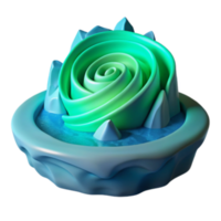 serene artistic Whirlpool of Aurora 3D Render of Fantasy Ice Sculpture original png