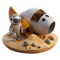 elegant traditional Astronaut on Desolate Planet near Crashed Spaceship premium png