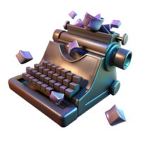 beautiful contemporary Digital Typewriter Creative Writing, Text Generation, Retro Design, 3D Model, Abstract Art, Cyberpunk Style, Keys, Metallic Texture, Vintage Technology high resolution png