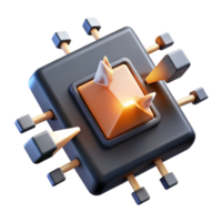 extraordinary classic Abstract 3D Render of Glowing Pyramid in Tech Chip detailed png