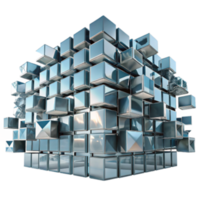elegant classic Abstract Metallic Cube Structure 3D Render of Interlocking Blocks high resolution png