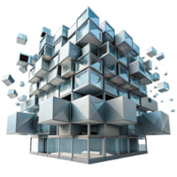 dramatic abstract Modular Cube Building Design Innovative Architecture premium png