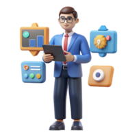 stunning minimalist Businessman Analyzing Data on Tablet with Charts UI genuine png