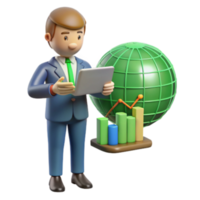 beautiful classic Global Business Analytics Tablet Data Analysis and Growth Charts authentic png