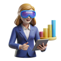 serene creative Businesswoman Analyzing Data with Tablet and Chart authentic png