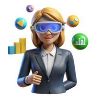 beautiful abstract Virtual Reality Business Analytics Data Visualization in 3D detailed png
