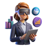 vibrant minimalist Virtual Reality Data Analysis Business Intelligence with Immersive Tech authentic png